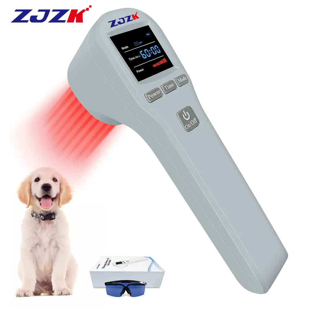 ZJZK Cold Laser Therapy Device Light Physiotherapy 650nm 808nm for Animal Pet Dog Body Knee Pain Relief & Wound Healing-Gray tumbeelluwa natural rose quartz thumb worry stone healing pocket palm stones stress relief finger massage stone