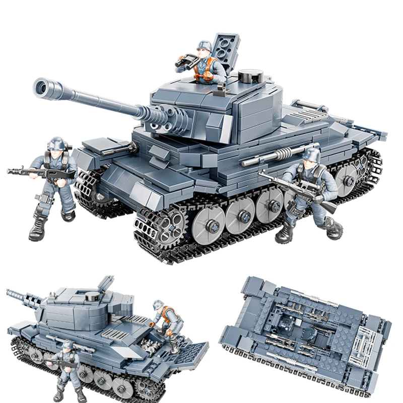 

World War II Military Model Series P Tiger Heavy Tank Collection Ornament Building Blocks Bricks Toys Gifts