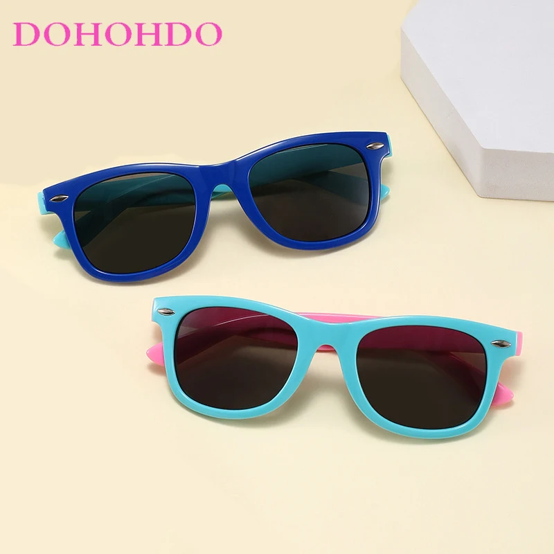 

DOHOHDO Kids Rivet Sunglasses Polarized Silicone Flexible Safety Children Sun Glasses Fashion Boys Girls Shades Eyewear UV400