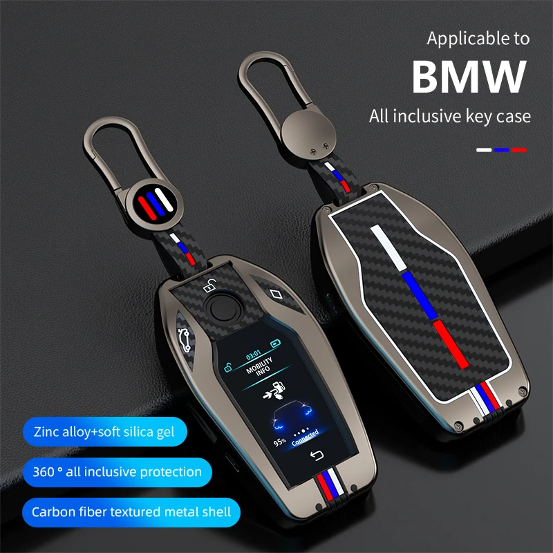 아연 합금 LED 디스플레이 자동차 키 케이스 커버, BMW 5 7 시리즈 G12 G11 G30 G32 G31 i8 I12 I15 G01 X3 G02 X4 G05 X5 G07 X7 자동차 가방
