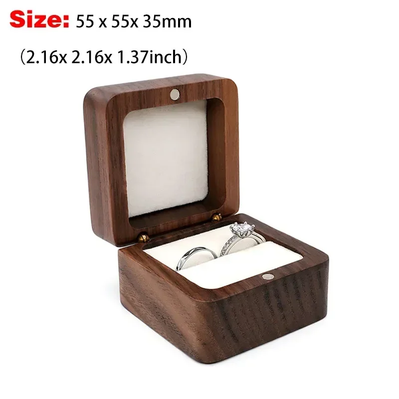 Free Custom Name Walnut Wooden Ring Box Personalized Wedding Anniversary Gift Walnut Wood Engagement Wedding Rings Box Gift