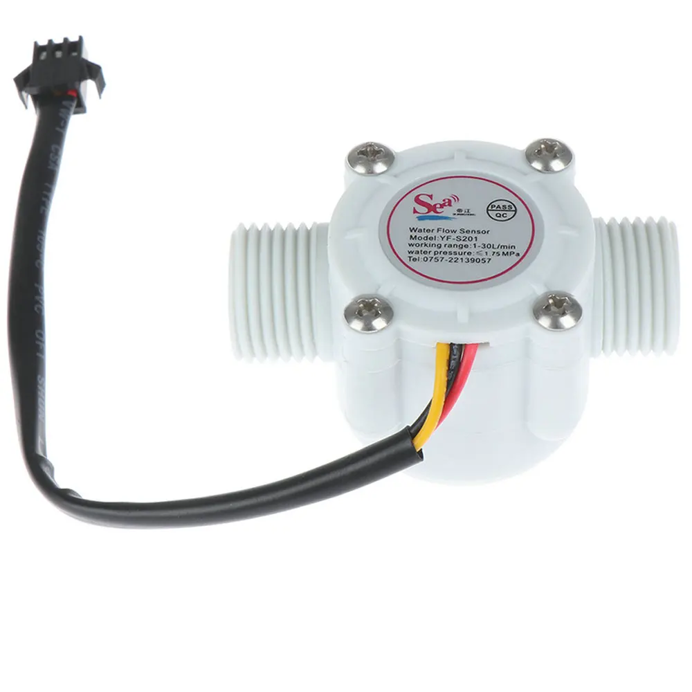 Water Flow Sensor DC 5-18V Flowmeter Hall Flow Sensor Water Control Liquid Switch 1-30L/min 2.0MPa YF-S201