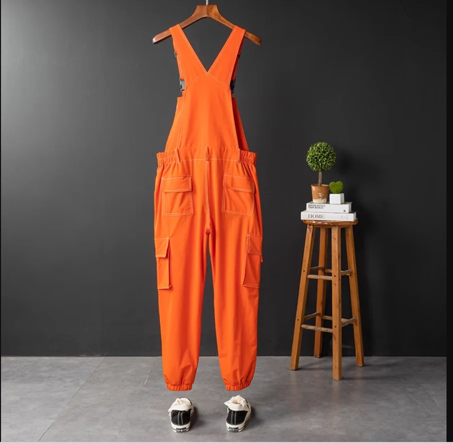Spring Overall Mens Bib Jumpsuit Couples Multi Pockets Strap