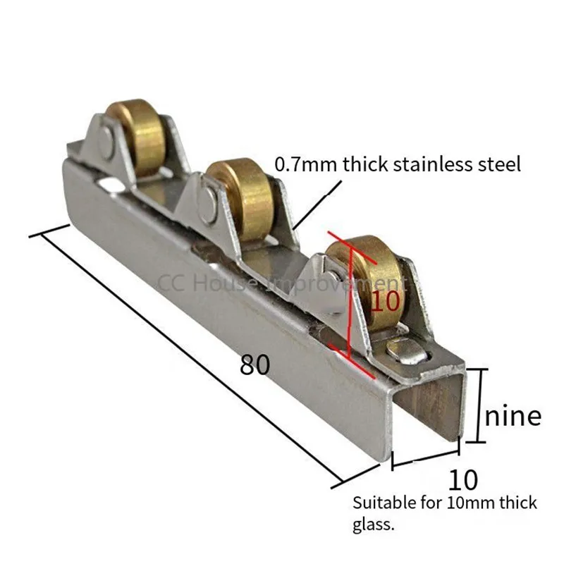 8mm/10mm Glass Sliding Door Roller Clamp Stainless Steel Wheel Pulley Rollers For Bathroom Door Shop Wine Cabinet sliding door rollers