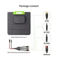 ​ ​ Panneau solaire pliable 400W, cellules MONO256, 43.84V Voc, 36.19V Vmp, efficacité 23%, surface ETFE, étanche IP67, MC4/XT60/DC 4