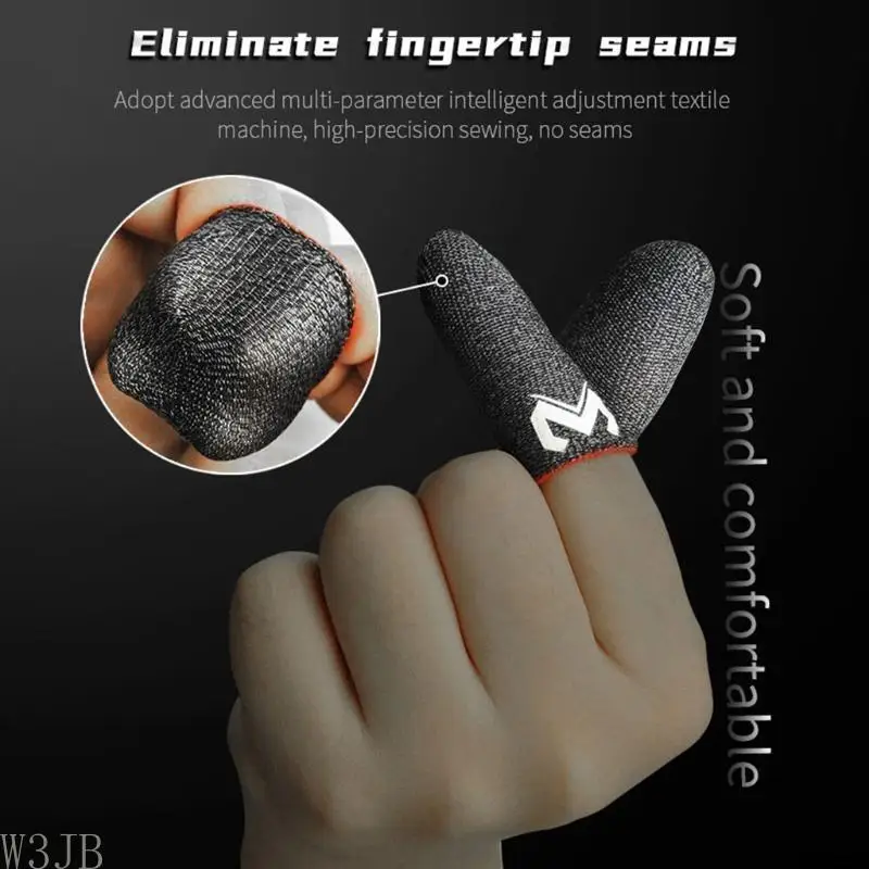 W3JB Telefon Gaming Finger Sleeve für Mobile Controller Silber Faser Empfindliche Anti-Schweiß Atmungsaktive Finger Sleeve für – Detail 1