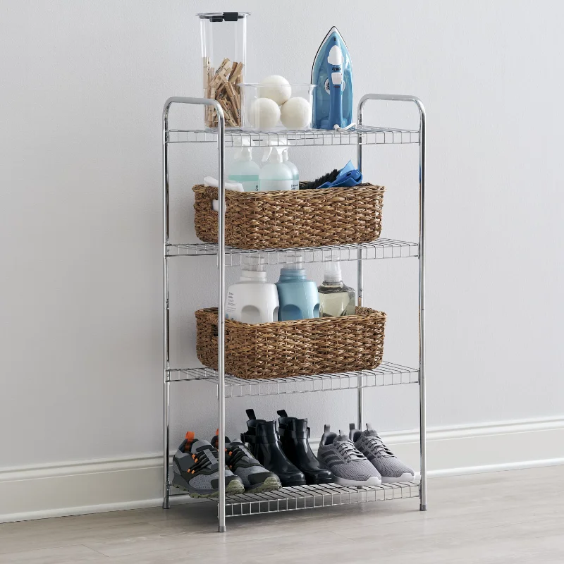 Rubbermaid Freestanding 4-Tier Multipurpose Wire Shelving Unit, Satin  Nickel. For Closet Organization. Great for laundry rooms, - AliExpress