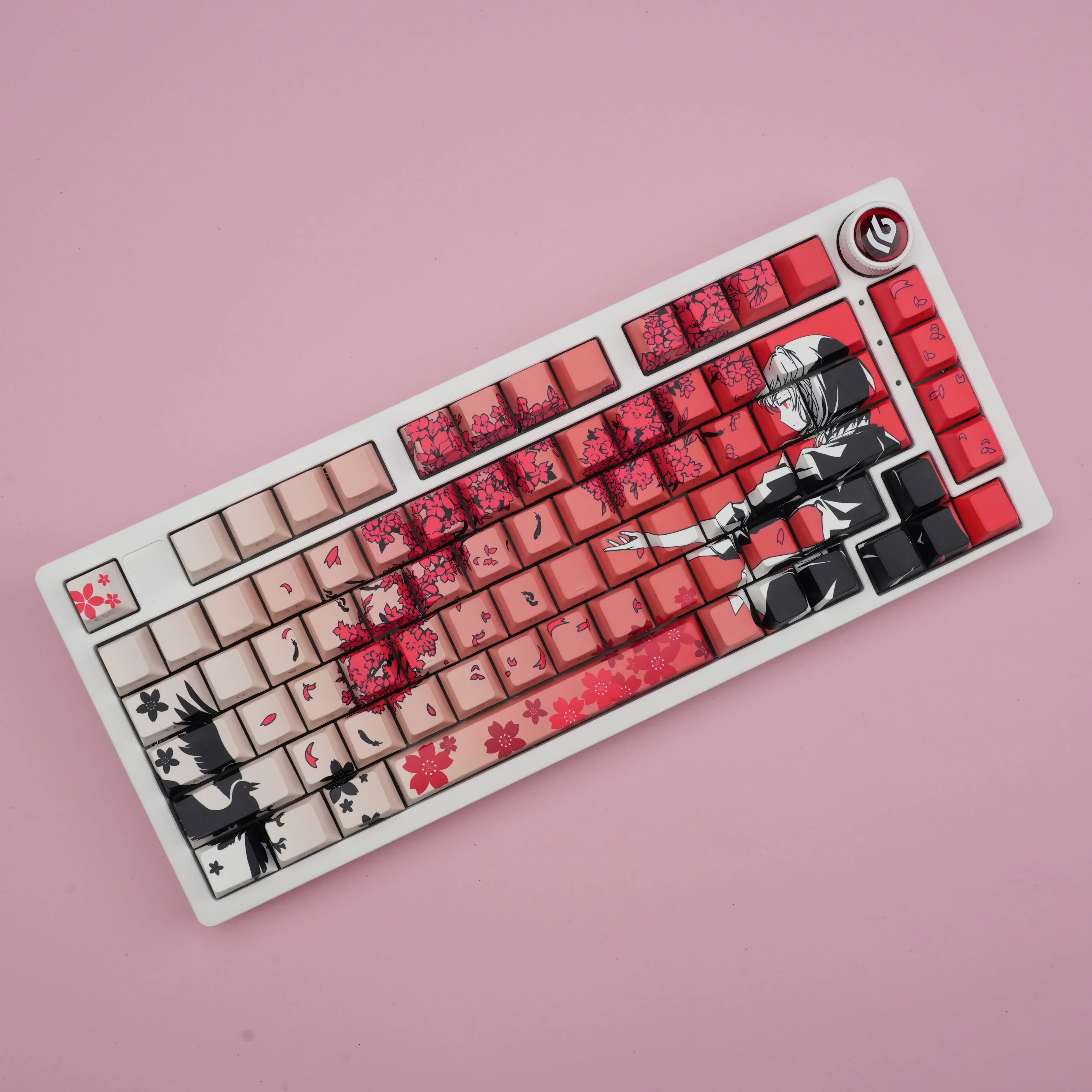 wooting60he+ raven sakuraキーキャップ Raven Sakura Theme Keycaps PBT Sublimation Support for