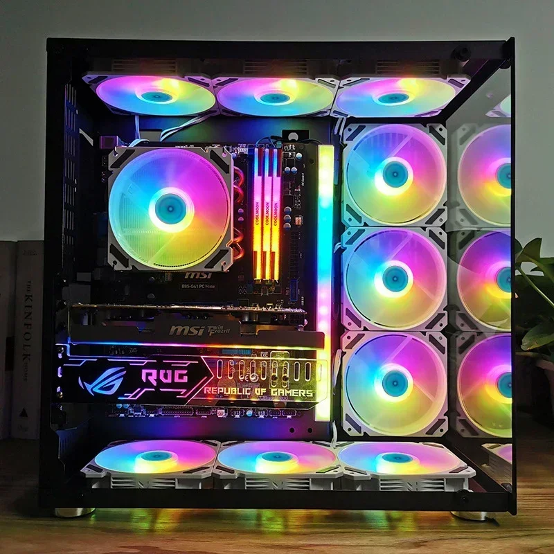 Wovibo-pc Computer Cooling Case Radiator Fan Cooler Rgb Argb Pwm 4pin 5v 3pin 120 mm Branco Preto 12cm - Imagem 3