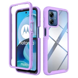 Crystal Clear Hard Protective Back Cover for Moto G62 5G (Purple)