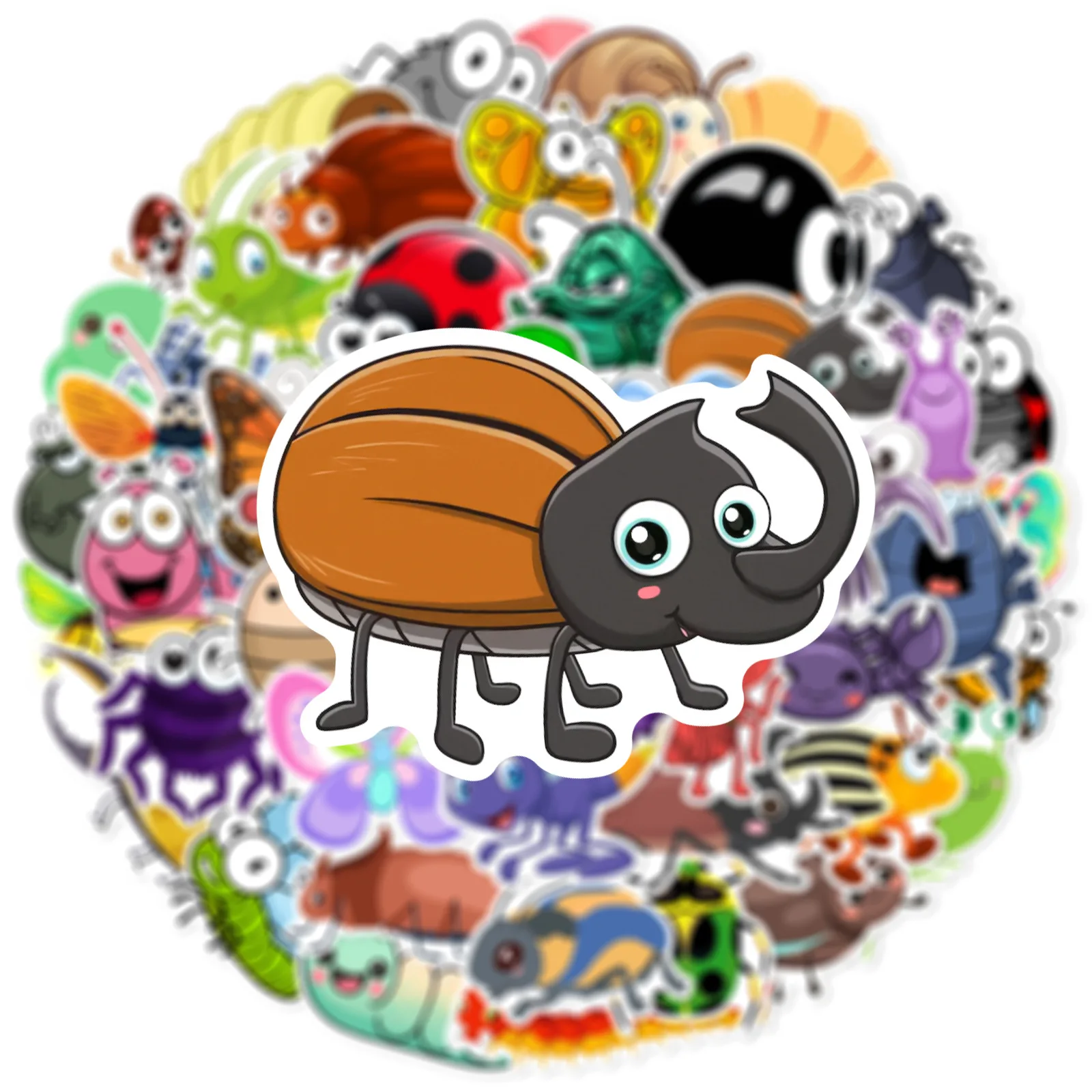 50Pcs 혼합 웜 곤충 스티커 방수 DIY 어린이 장난감 보관 상자 데칼 전화 노트북 물병에 대한 낙서