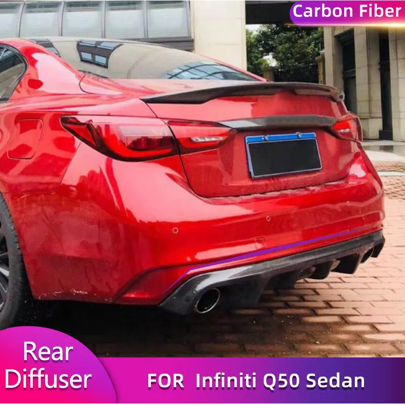 

Диффузор для заднего бампера из углеродного волокна, спойлер для Infiniti Q50 Sedan 4-Door 2018 2019, Автомобильный задний диффузор, передник, сплиттер, комплект кузова