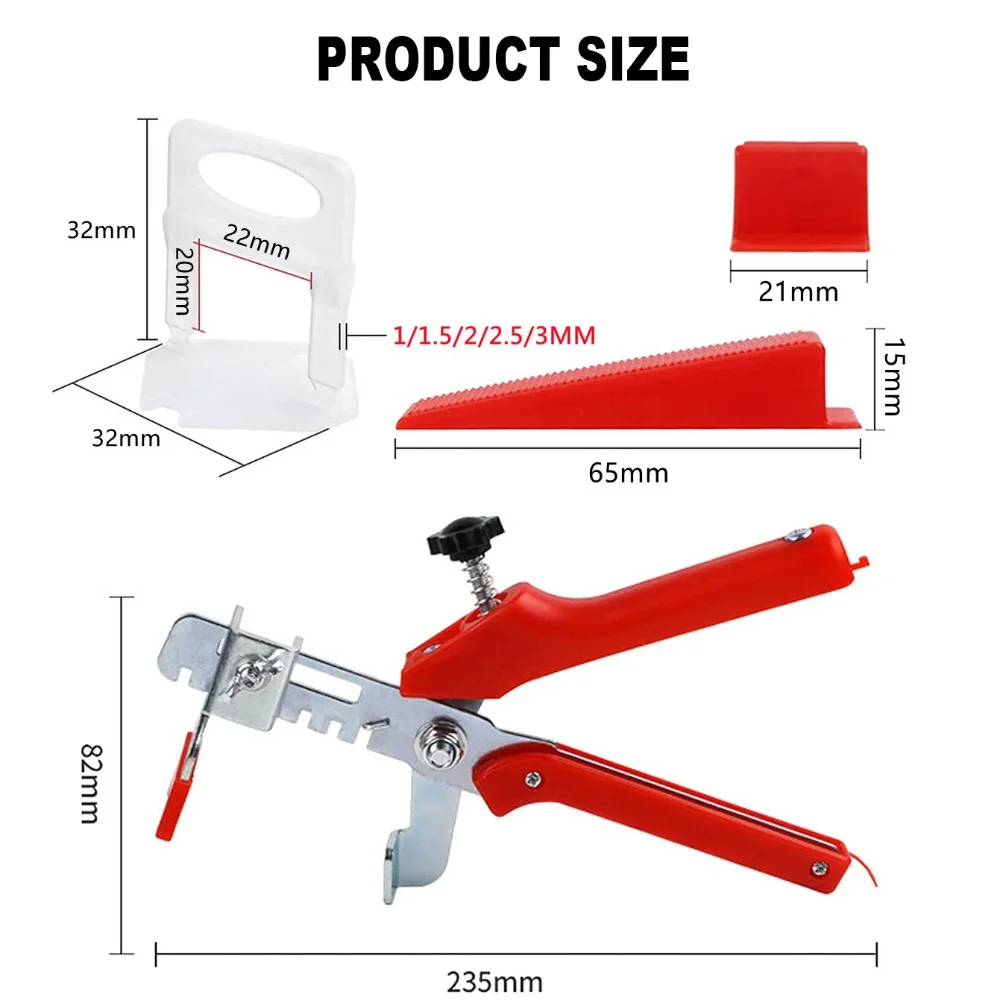 100/200pcs Tile Spacers 2mm Tile Leveling System Plier Set Laying Level Wedges Alignment Clips