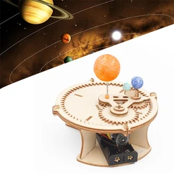 Sistema solar astronomia sol terra lua planeta modelo diy quebra cabeça de madeira mecânica kit ciência caule brinquedos educativos para crianças