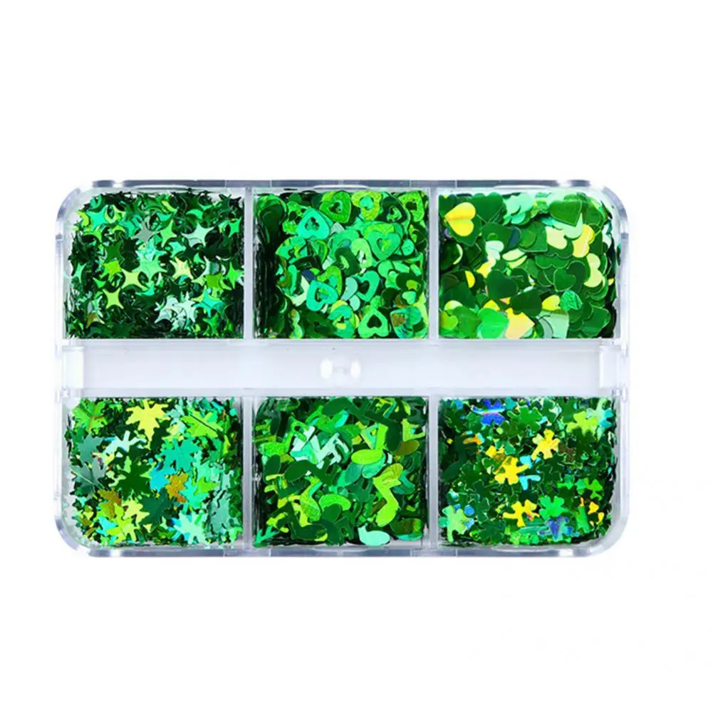 6 Grids/box Nail Decoration Functional Four Leaves Clover Nail Sequins