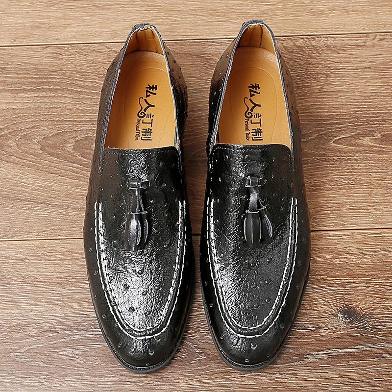 White Tassel Men's Leather Shoes Casual Moccasin Homme Men's Oxford Shoes Flat Boat Business Loafers
