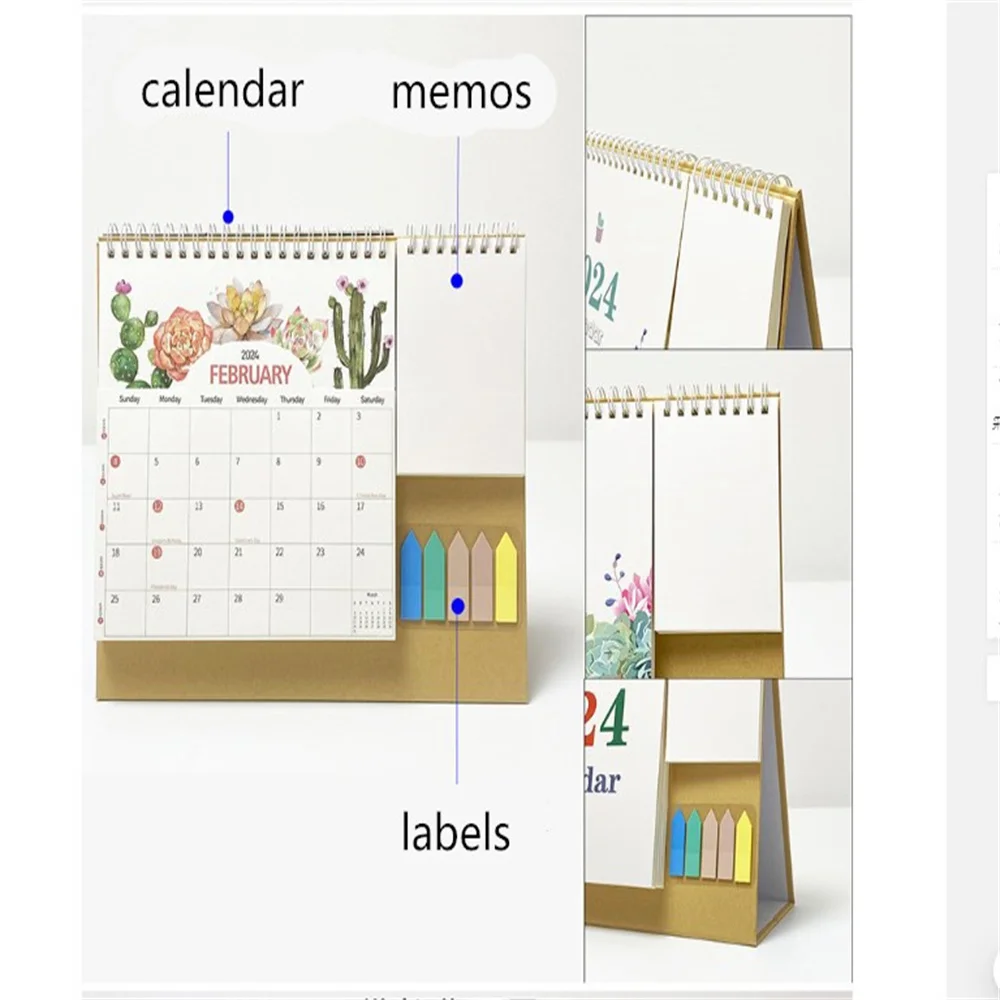 2024 Desk Standing Calendar Small Monthly Planner Table Office Calendar Mini Tabletop Schedule Wall Daily Decorative