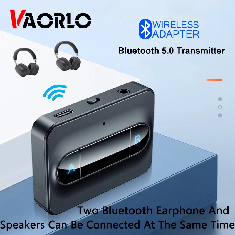 Vaorlo Transmissor de Áudio Portátil 5.0 Bluetooth 3.5 mm Aux Jack Estéreo Música Adaptador sem Fio para pc tv Fone Ouvido Alto Falante