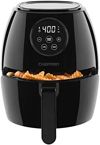 Chefman Black 8 Quart Air Fryer with Cooking Thermometer, 8 Presets, Nonstick, Easy-View Window