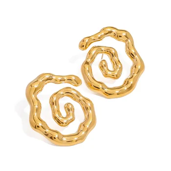 Minimalist Rotate Twist Wave Stud Earrings for Women 18K Gold Plated Waterproof Geometric Personality Studs Statement Jewelry