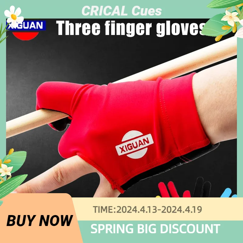 XIGUAN Billiard Gloves Pool Cue Three Fingers Gloves Non-slip 1pcs Red/Yellow/Black/Blue Left/Right Hand Billiard Accessories