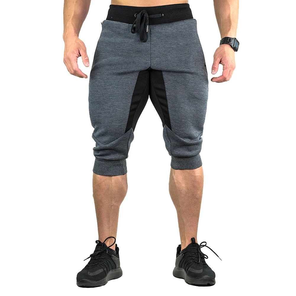 Summer Men's Casual Cotton Shorts Running Workout Joggers Sweatpants  Jogging Sport Capri Pants Mesh Below Knee 3/4 Gym Shorts 2