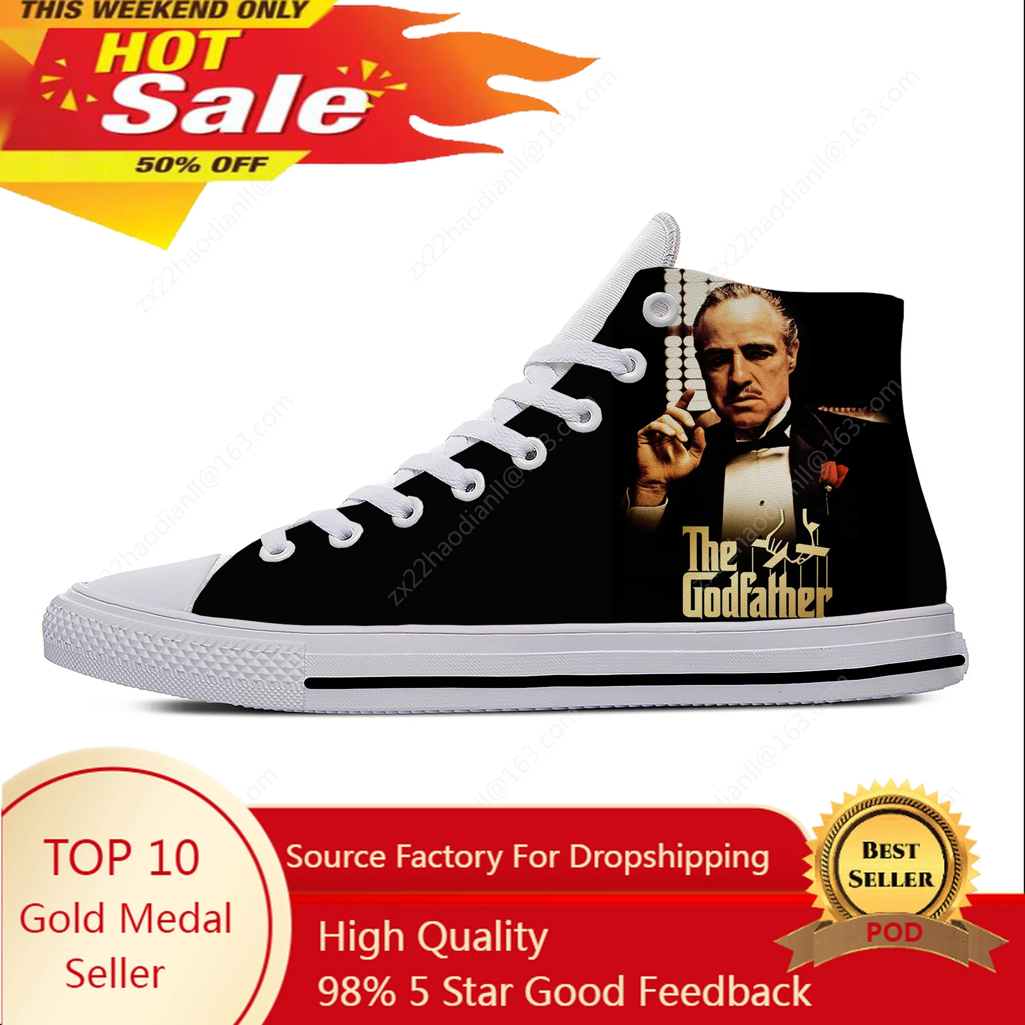 Movie The Godfather High Top Sneakers Mens Womens Teenager Casual Shoes Canvas Running Shoes 3D Breathable Lightweight shoe