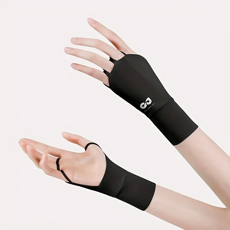 Elastic Half Finger Anti-UV Sunscreen Golf Gloves - Thin Ice Silk Wrist Protection