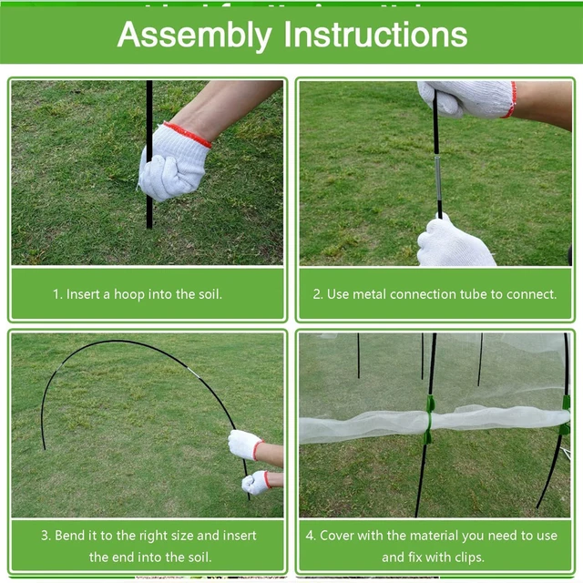 Garden Hoops Raised Beds Long Greenhouse Grow Tunnel Fiberglass Support Frame Fabric Netting DIY Plant Support Garden Stakes 3