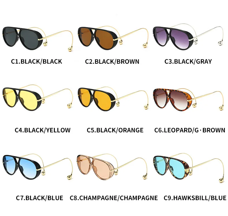 Luxus Designer Oversized Piloten-Sonnenbrille für Damen und Herren 2026 – Beliebte Vintage-Sonnenbrille mit biegbaren Bügeln im Punk-Stil – Detail 13