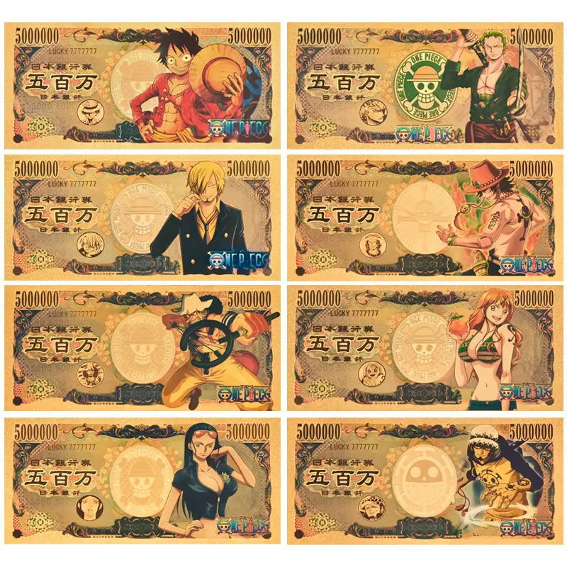 Anime One Piece Gold Commemorative Chopper Rufy Figure Illustration Note Collection Prodotti Di Animazione Cappello Di Paglia Pirates Toys