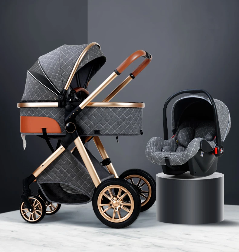 3 In 1 Passeggino Luxury High Landscape Carrozzina Portatile Passeggino Kinderwagen Baby Culla Pieghevole Baby Car Nuovo