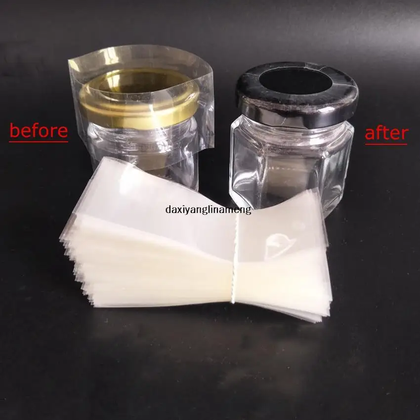 400 teile/los PVC Transparent Schrumpf Bands Für Glas Mund/kappe Dichtung Film Durchmesser 7,3 cm Höhe 12,0 cm Laid Flache Breite 11,8 cm – Detail 5