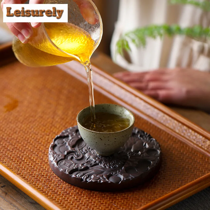 Yixing Purple Clay Tea Tray Raw Ore Iron Red Dragon Blood Sand Dry Soaking Platform Teaware Support Board Kung Fu Tea Ceremony