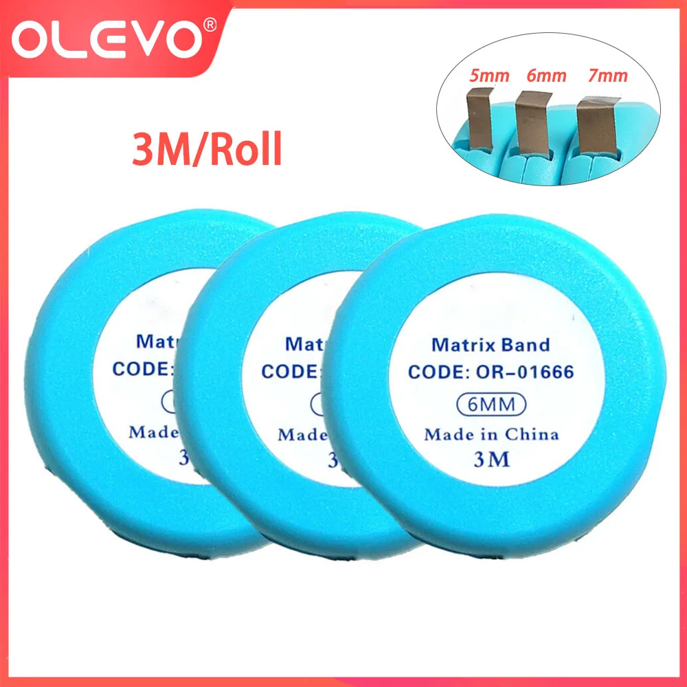 

OLEVO 3M/Roll Dental Matrix Band Stainless Steel Forming Sheet Strips Teeth Restoration Polishing Material 5mm/6mm/7mm Dentistry