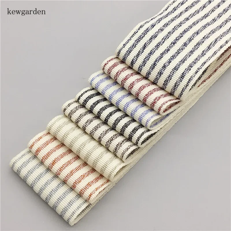 40mm 10mm Double Colors Stripe Satin Ribbons 6 Yard Kewgarden DIY Bowknot Cotton Ribbon Handmade Tape Garment Accessories Riband satin ribbons satin ribbon sewing ribbon cotton ribbon