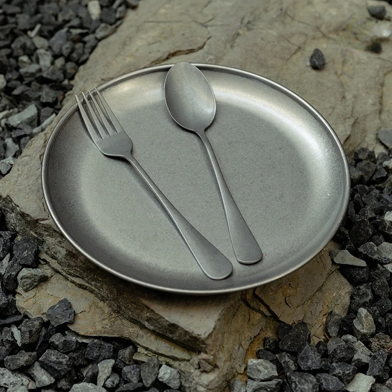 

Retro Simple 304 Stainless Steel Matte Old Knife Fork and Spoon Camping Portable Tableware Quality Environmental Accessories