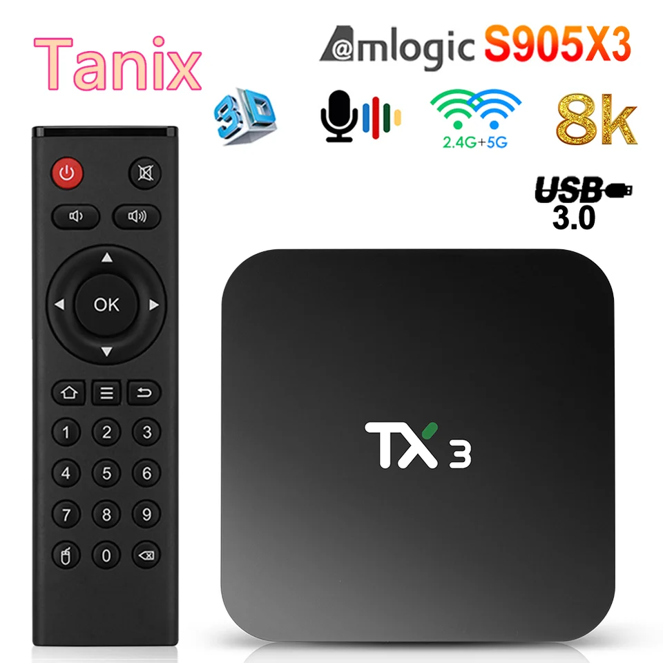 Original TANIX TX3 Android 9.0 Smart TV BOX Amlogic S905X3 2G 16G