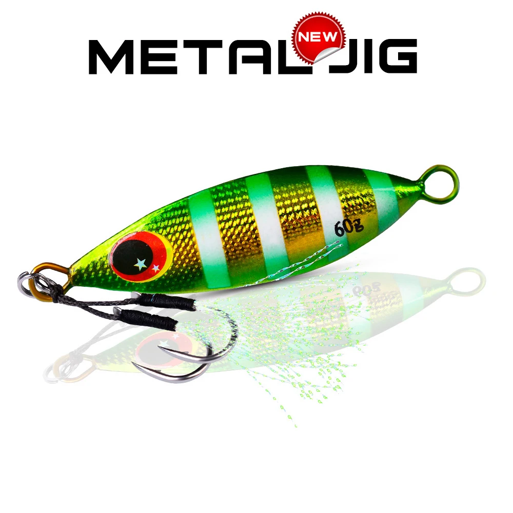 1PCS Metal Slow Jig Spoon Lure 10g-20g-30g-40g-60g Artificial Bait Hard Bass Pike Shore Slow Casting Jigging Fishing Lure 5