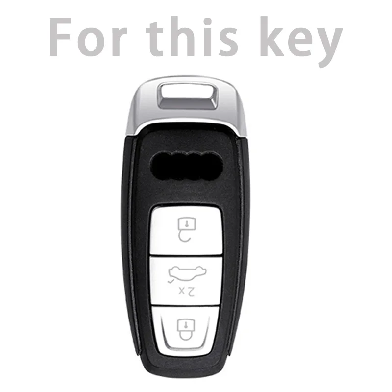 QBUC Key Fob Cover Case For Audi A3 A6 A7 A8 Q7 Q8 E-Tron S/RS Models - TPU Protection With Leather Keychain (2018-2023) - View #8