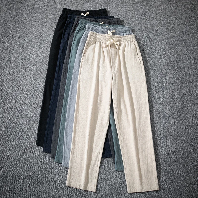 

Summer Spring Men's Linen Harem Pants Loose Straight Trousers Chinese Style