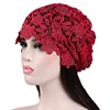 Beanies Hat Female Ethnic Style Flower Hat Hollow Single Layer Sleeve Cap Rhinestone Retro Women Dual-purpose Turban Hat Muslim 6