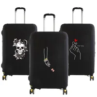 Unisex Luggage Cover 18-28 Inch Fashion White Picture Series Pattern Trolley Suitcase Elastic Dust Bags Case Travel Accessories 1