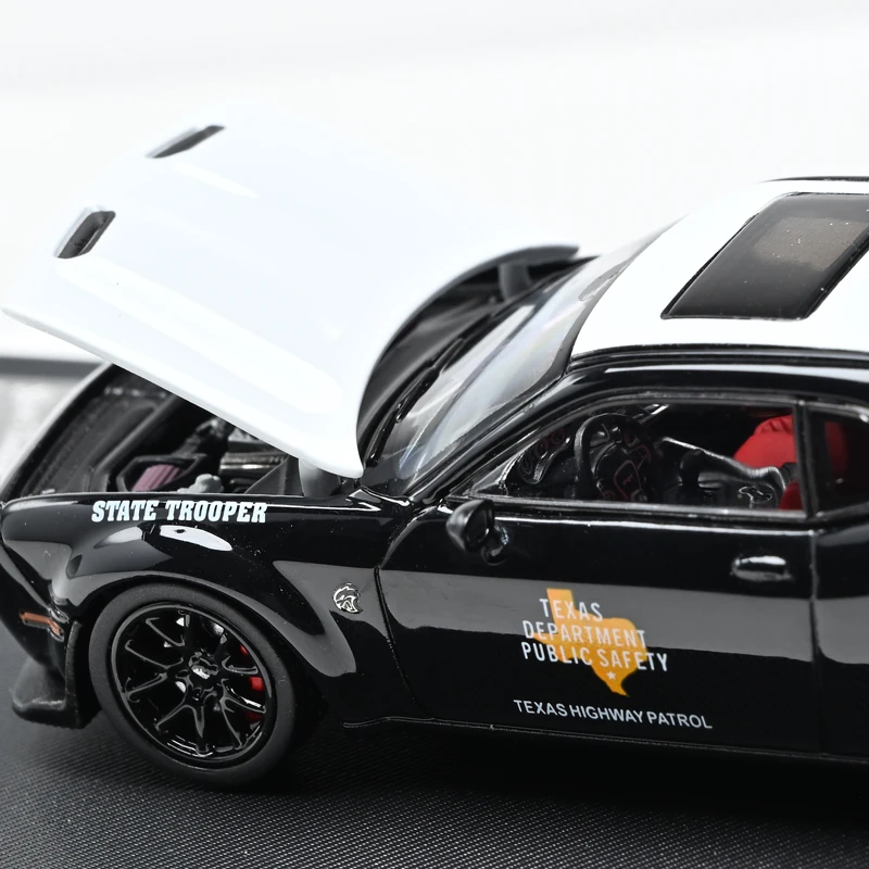 스탠스 헌터스 1:64 닷지 챌린저 SRT 헬캣 텍사스 스테이트 트루퍼 라이버리 아메리칸 머슬 폴리스카 합금 모델 (수집가용)