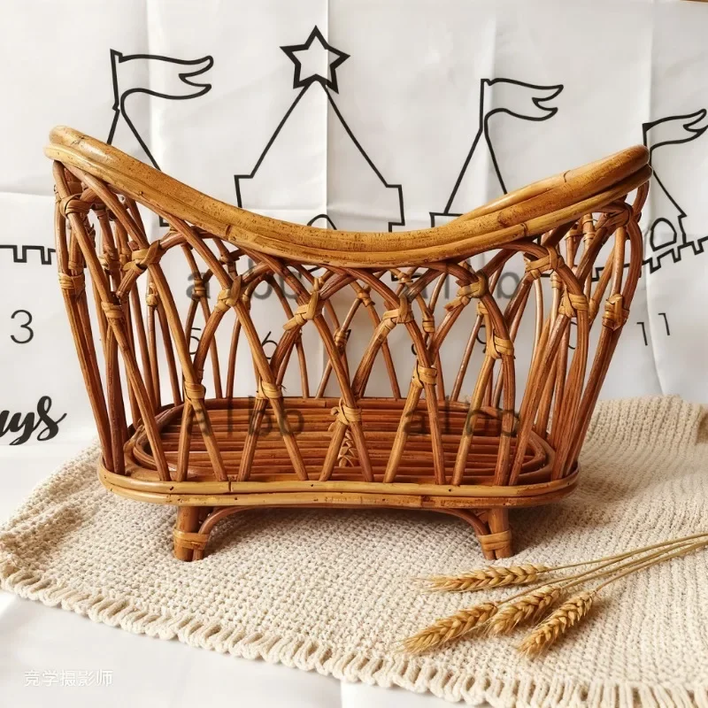 Newborn Studio Photo Shoots Props 1pc Handmade Vintage Bamboo Chair Baby Bed Crib Accessories for Baby Girl Boy Photography