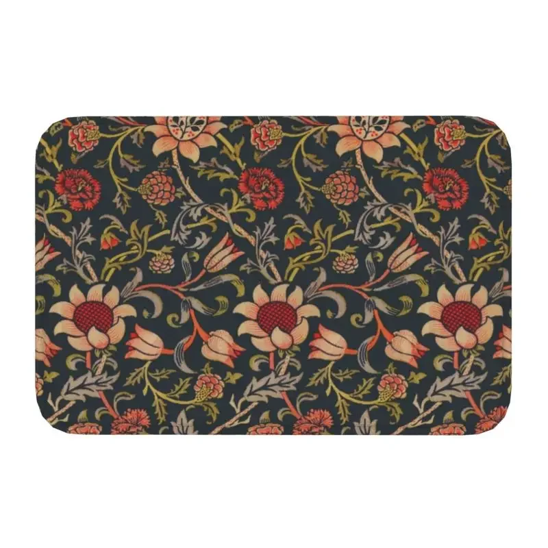 

William Morris Evenlode Textile Pattern Floor Door Bathroom Kitchen Mat Anti-Slip Indoor Flower Doormat Entrance Carpet Rug