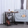 C-Shaped Mobile Sofa Bed Side Table Adjust Height 3-Tier Cart W/ Casters, Brake 2