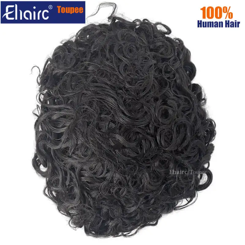 Protesi per capelli maschili Parrucca da uomo riccia Parrucchino traspirante per uomo Parrucche mono per uomo Parrucche da uomo naturali durevoli al 100% per capelli umani - immagine 5