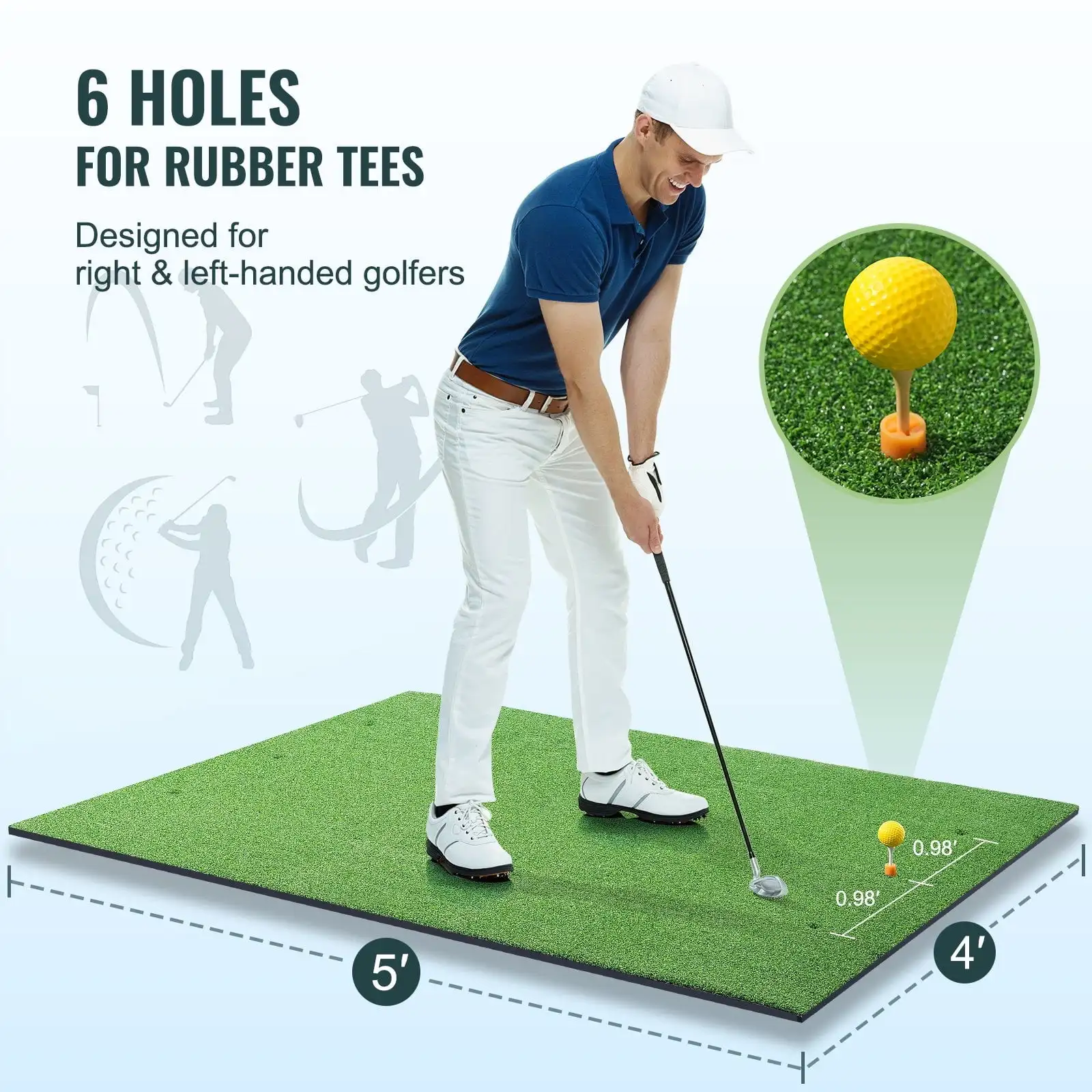 5x4ft Golf Hitting Mat Turf Golf Training Aid Indoor Outdoor Practice