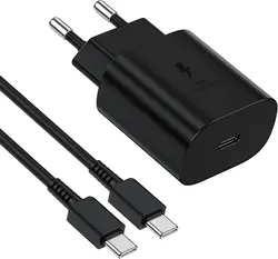Super Fast 25W Power Adapter Charger by Samsung - Black EU and Cable